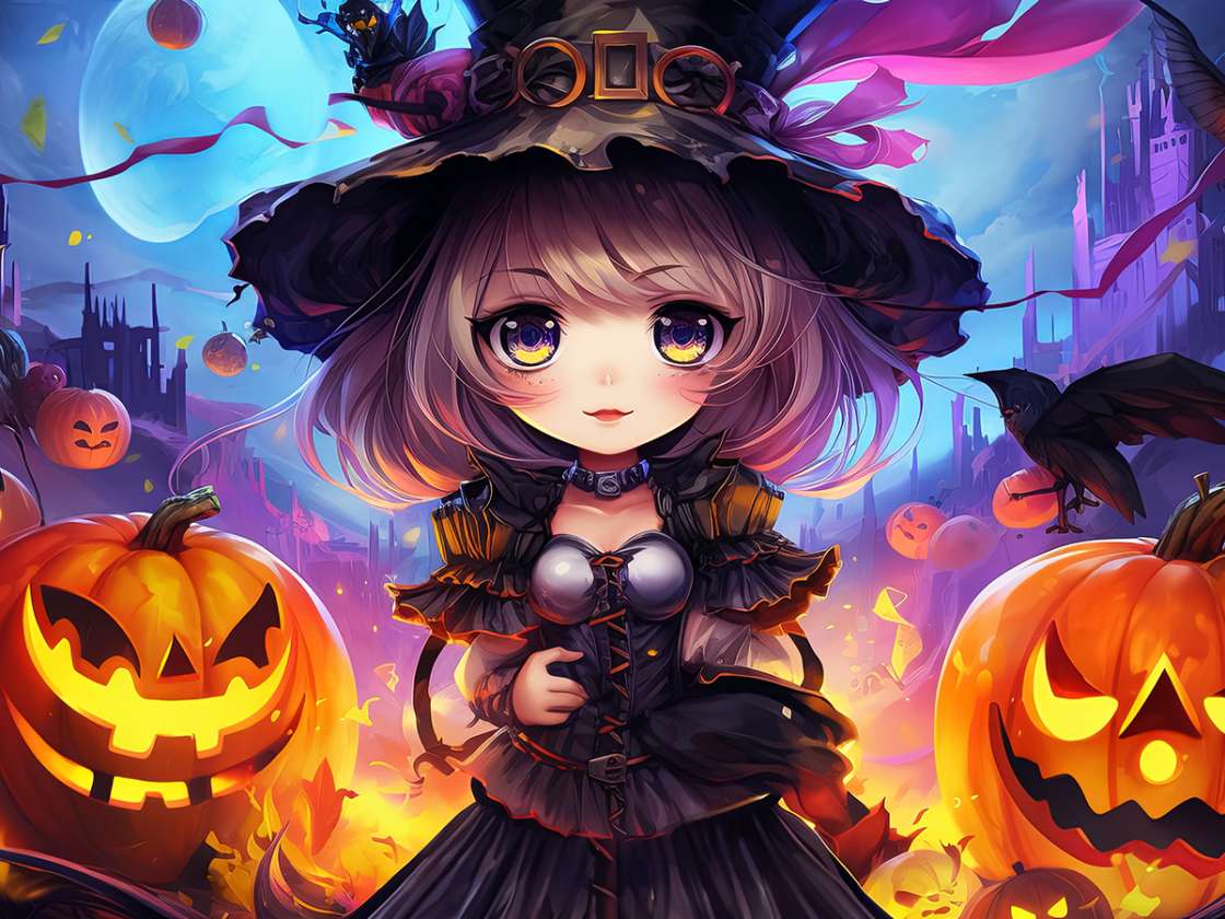 Premium Photo | Anime Girl Halloween Theme